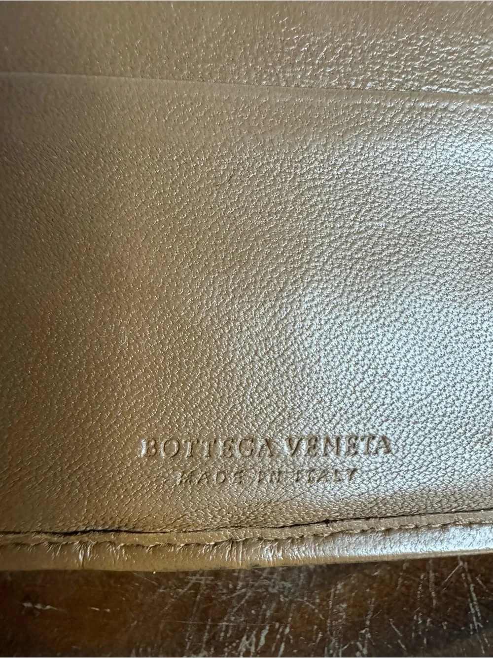 Bottega Veneta Cream & Brown Leather Card Holder and Coin Wallet